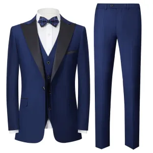 Men's 3-Piece One Button Peak lapel Slim Fit Suit For Wedding Or Party (Blazer vest Pants)