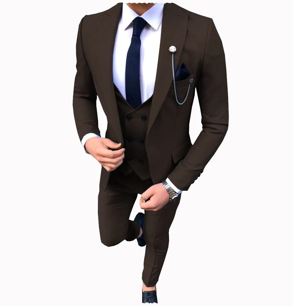 Men's 3 Piece Suit Slim Fit Suits One Button Formal Wedding Prom Suits (Blazer   Vest   Pants)