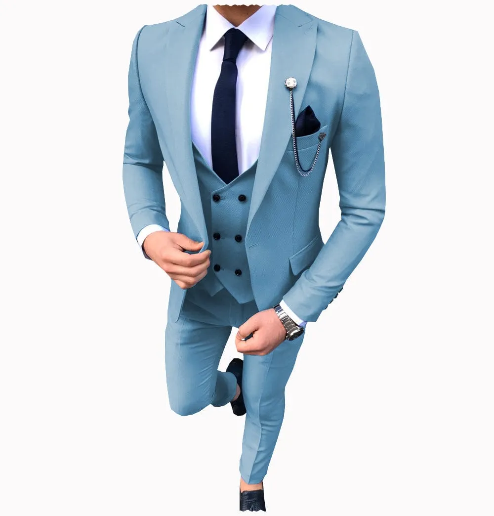 Men's 3 Piece Suit Slim Fit Suits One Button Formal Wedding Prom Suits (Blazer   Vest   Pants)