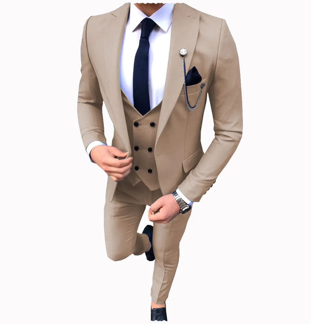 Men's 3 Piece Suit Slim Fit Suits One Button Formal Wedding Prom Suits (Blazer   Vest   Pants)