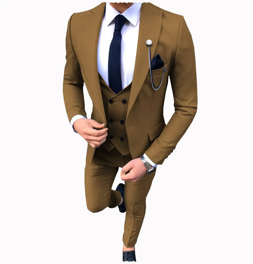 Men's 3 Piece Suit Slim Fit Suits One Button Formal Wedding Prom Suits (Blazer   Vest   Pants)