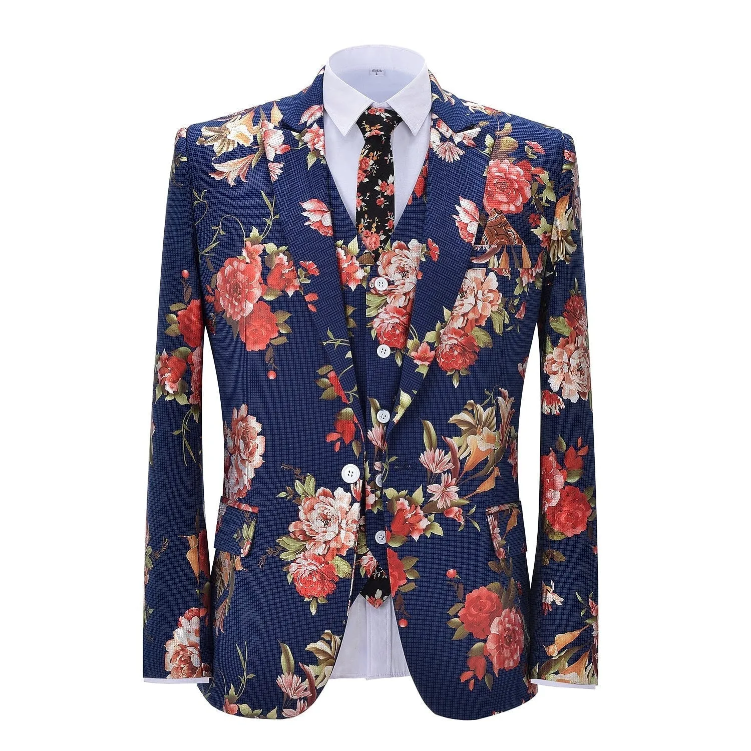 Men's 3 Pieces Peak Lapel Patterned Tuxedos (Blazer vest Pants)