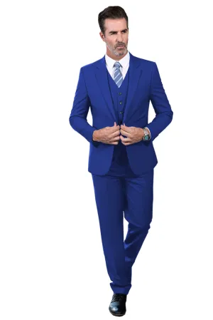 Men's 3 Pieces Regular Fit Notch Lapel Business Suit