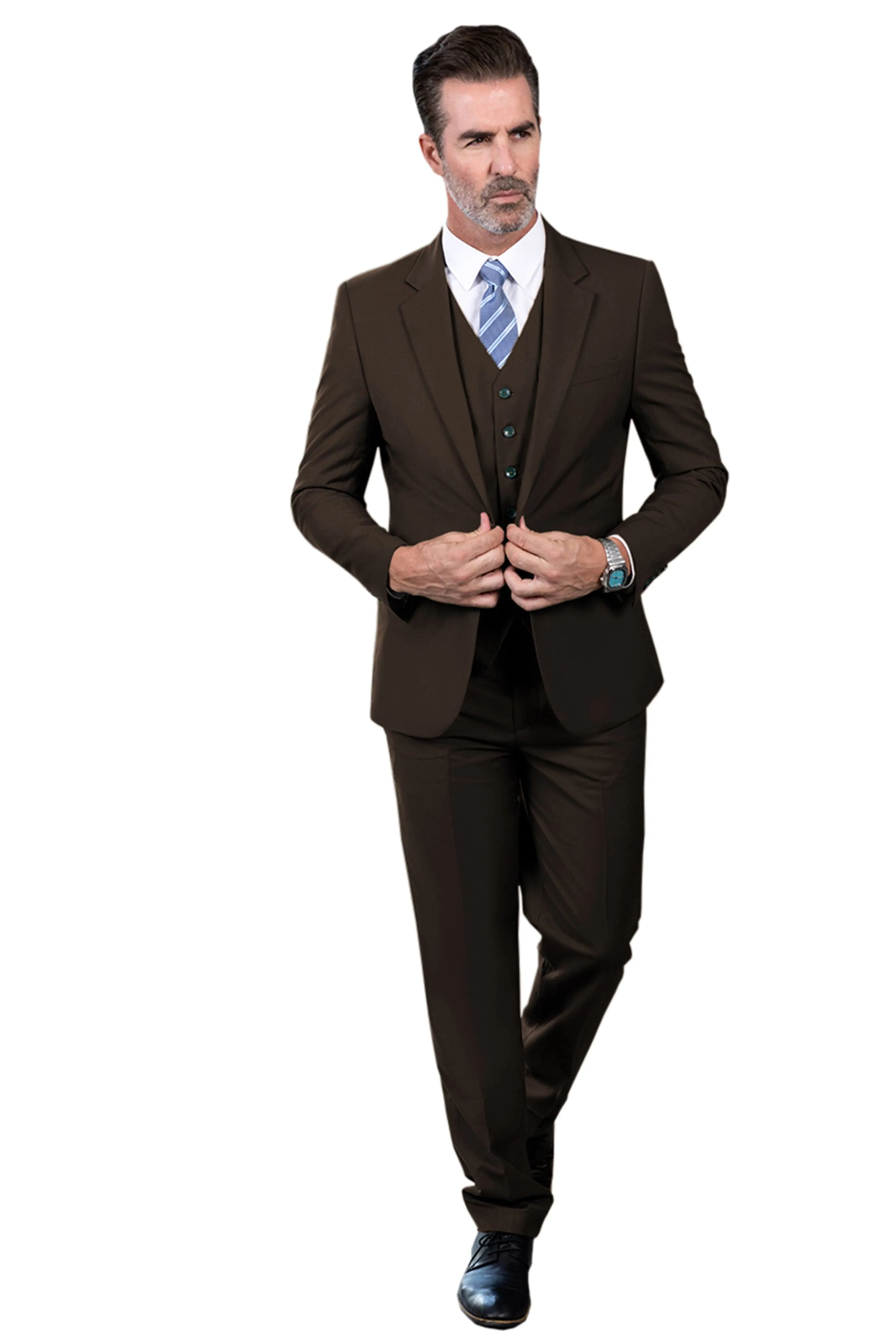 Men's 3 Pieces Regular Fit Notch Lapel Business Suit