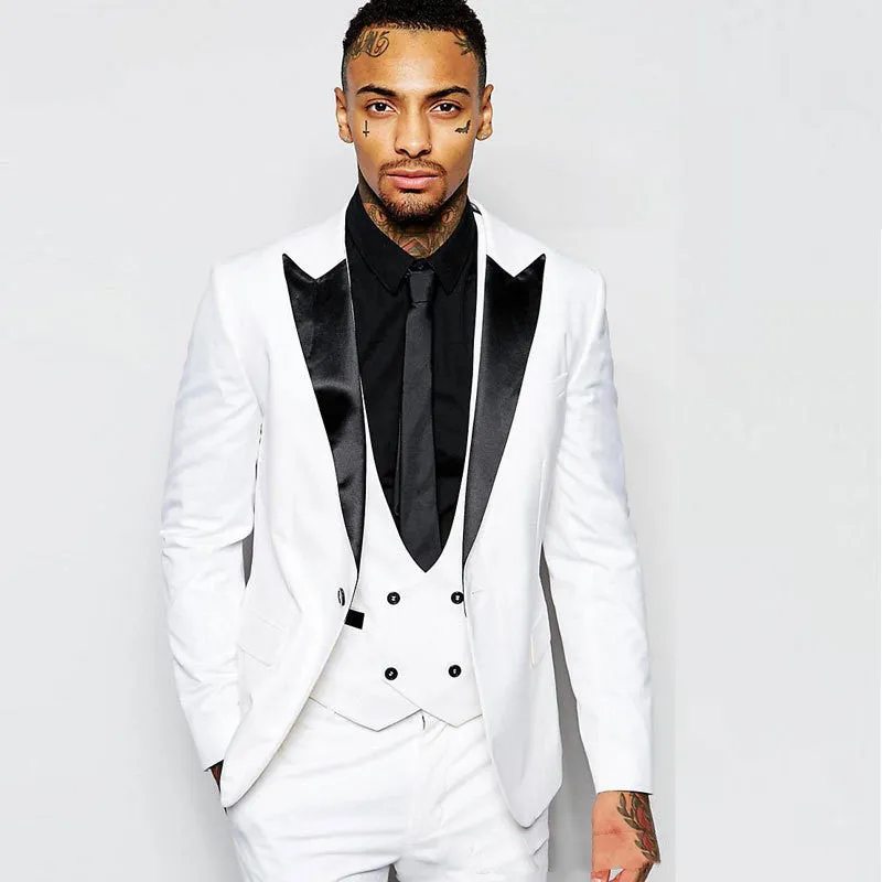 Men's Fashion Casual Point Lapel Suit Three Piece