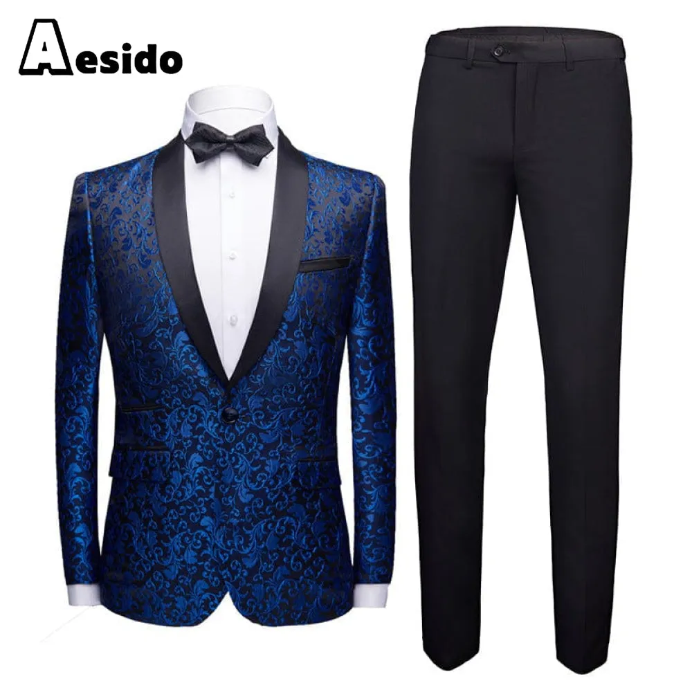 Men's Suit 2Pieces Single Buttons Shawl Lapel Blazer (Blazer Pants)