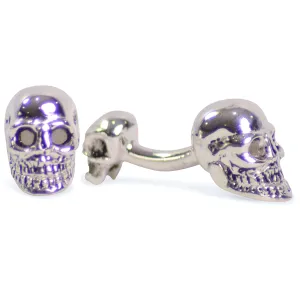 Movable Jaw Silver Skull Cufflinks