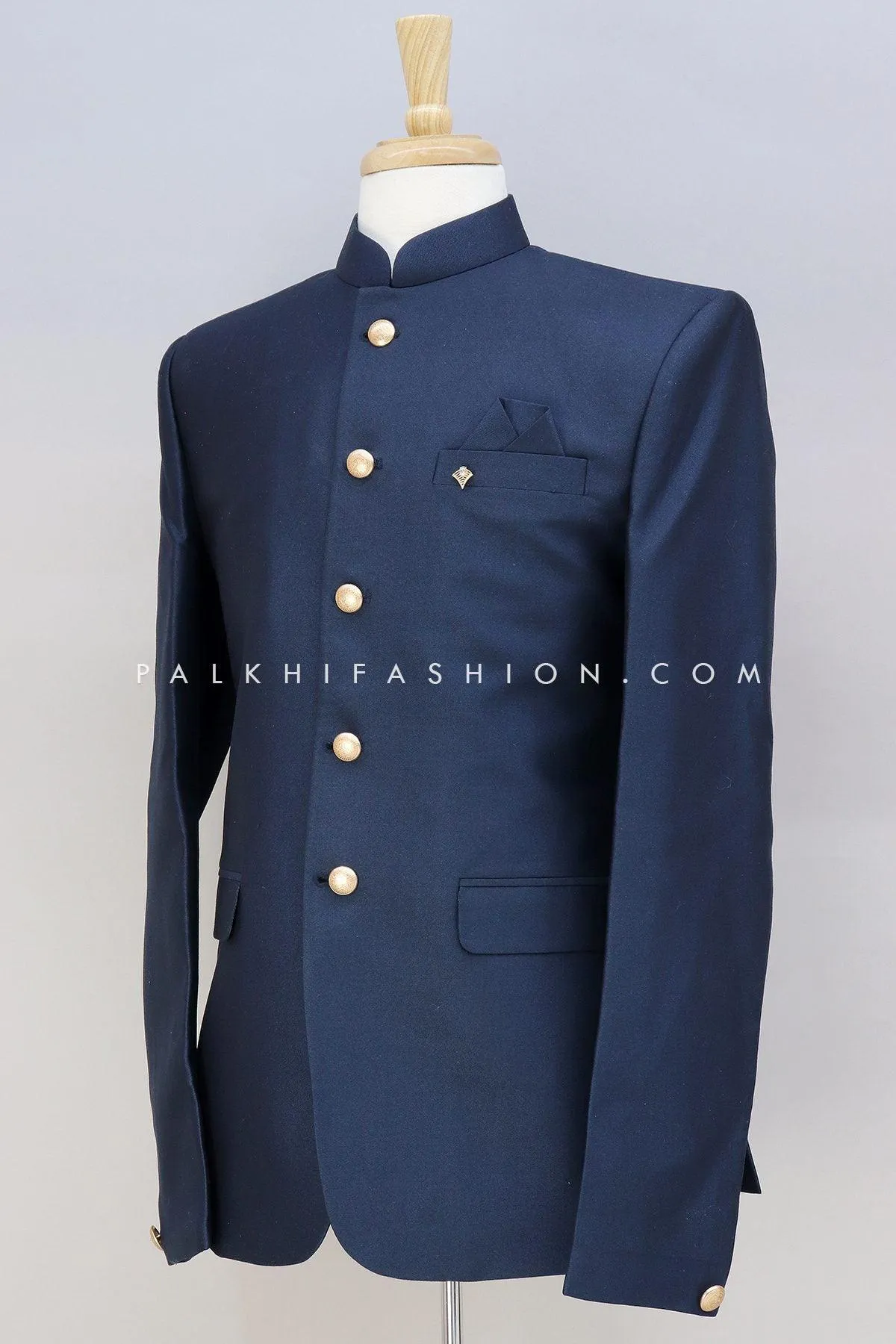 Navy Blue Soft Silk Jodhpuri Suit From Palkhi Fashion