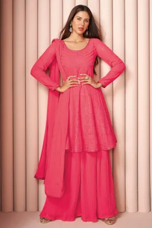 Party Wear Soothing Pink Palazzo Style Salwar Suit