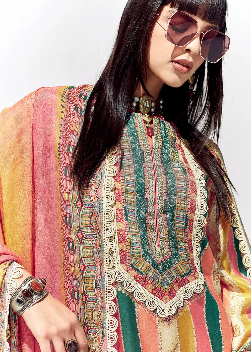 Peach Multicolor Cotton Lawn Digital Printed Salwar Suit