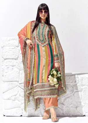 Peach Multicolor Cotton Lawn Digital Printed Salwar Suit