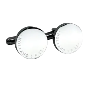 Personalised Engraved Full Name Round Silver Cufflinks