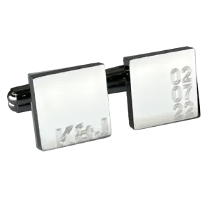 Personalised Engraved Initial and Date Silver Cufflinks