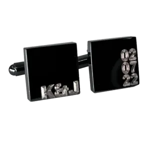 Personalised Gunmetal Engraved Initial and Date Cufflinks