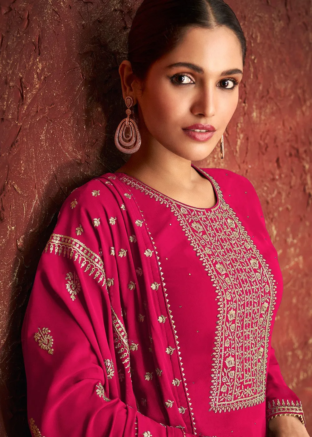 Pink & Gold Splendid Embroidered Pakistani Style Suit