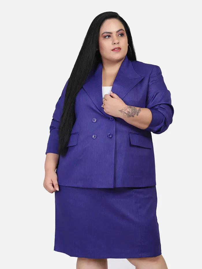 Plus Size Women's Poly Viscose Skirt Suit - Royal Blue