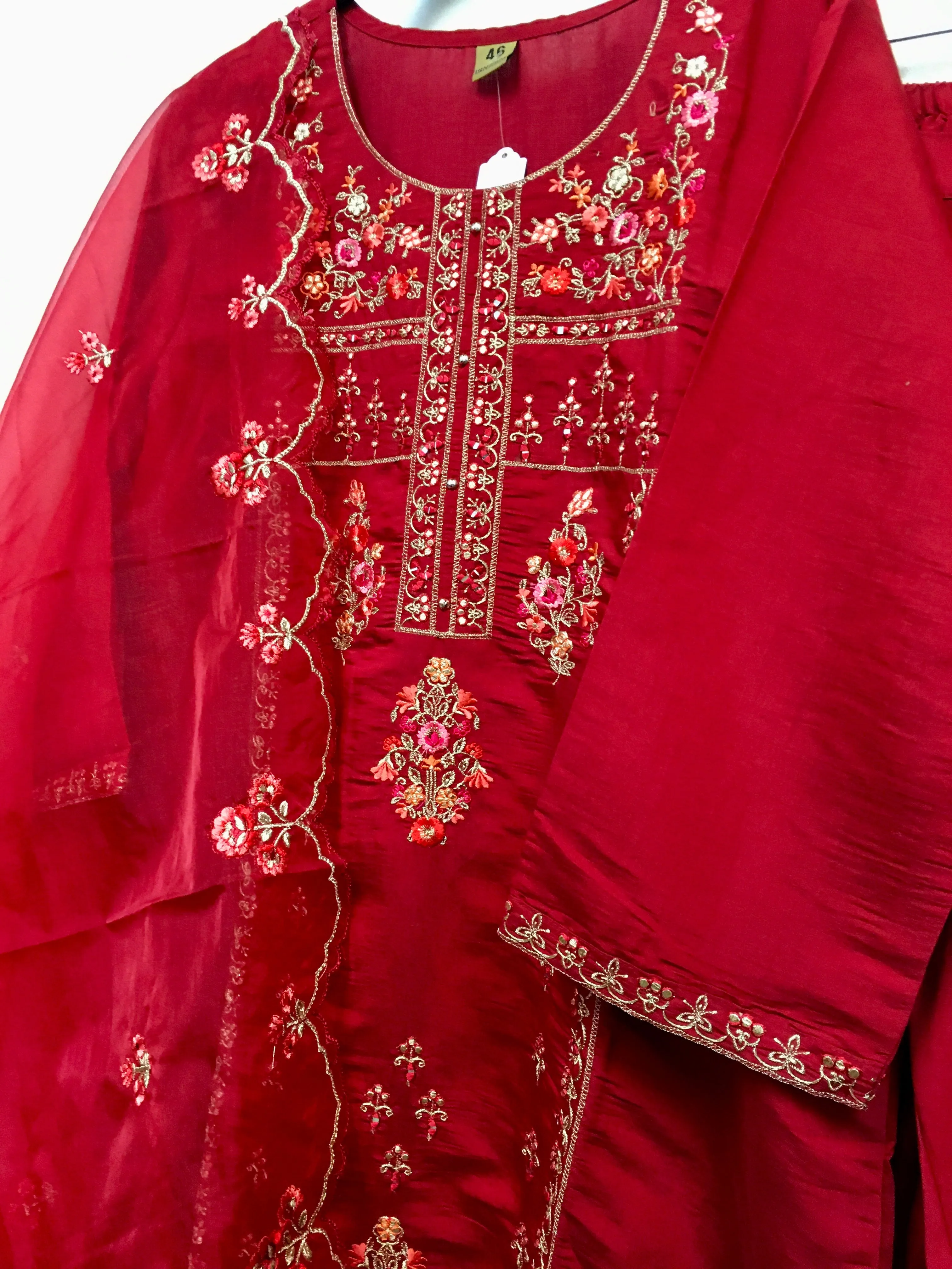 PNK005- Maroon suit with embroidery.