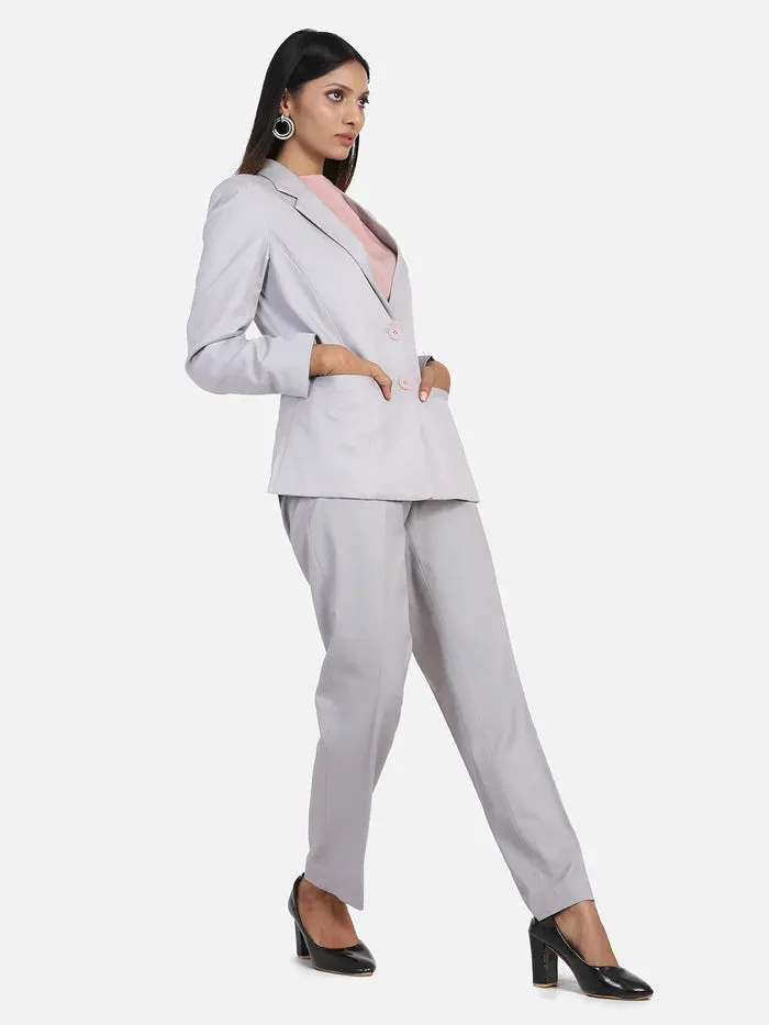 PowerSutra Women's Poly Cotton Pant Suit - Grey