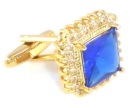 Royal Blue Sapphire Princess Cut Cufflinks