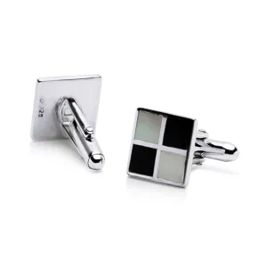 Silver Chessboard Onyx & Pearl Cufflinks