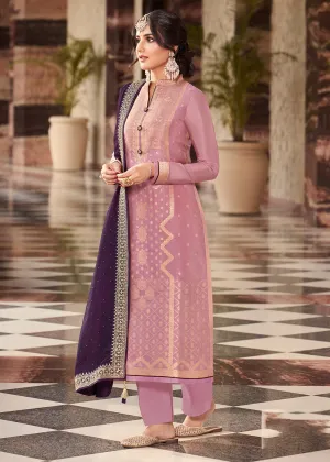 Subtle Lavender Dola Silk Jacquard Festival Salwar Kameez