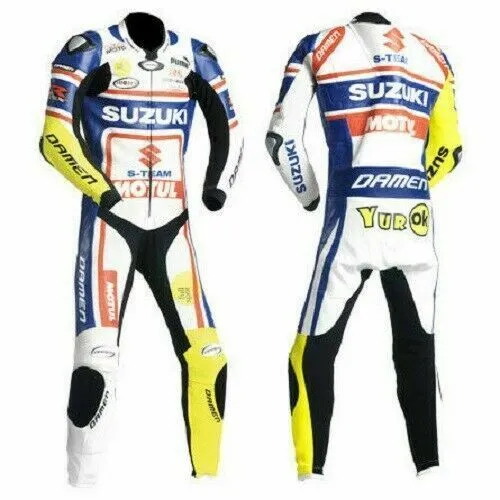 SUZUKI MOTUL YELLOW MOTORCYCLE LEATHER RACING SUIT