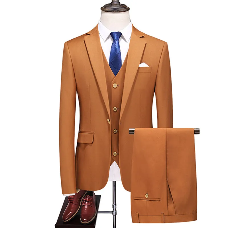 Three-piece suit solid color