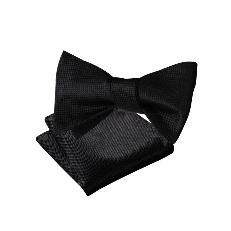 Tie Your Own Bow Tie - Black Small Grid Patterned