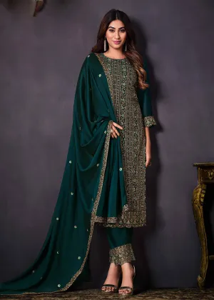 Two Tone Cottonic Georgette Teal Green Function Style Salwar Suit