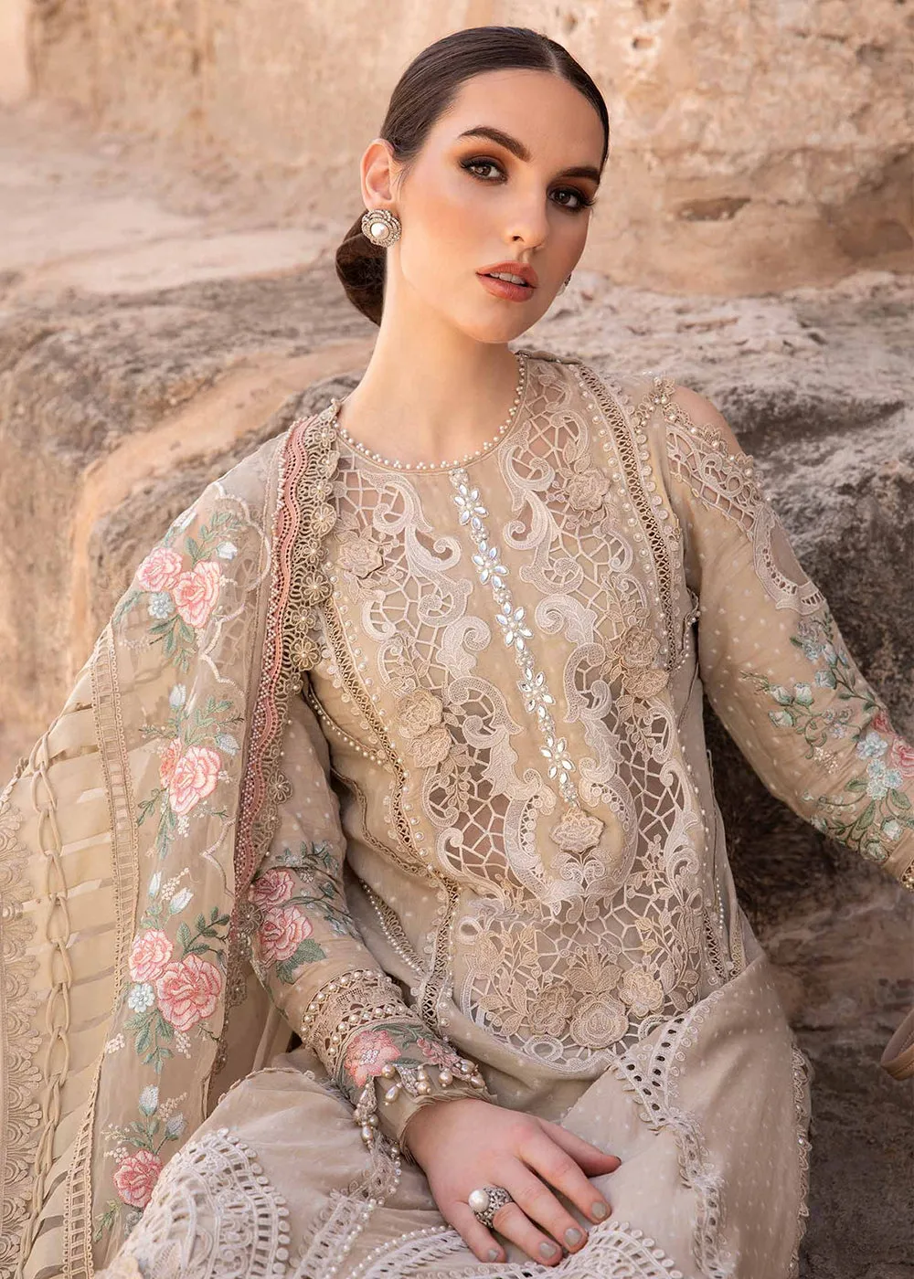 Unstitched Voyage a' Luxe Lawn '24 by Maria B | D-2410-A