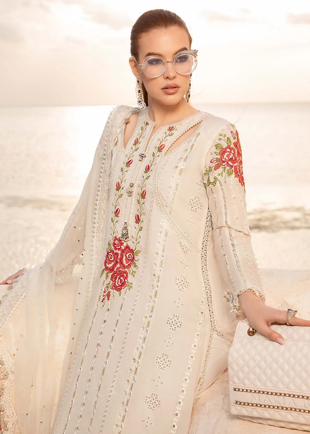 Unstitched Voyage a' Luxe Lawn '24 by Maria B | D-2412-A