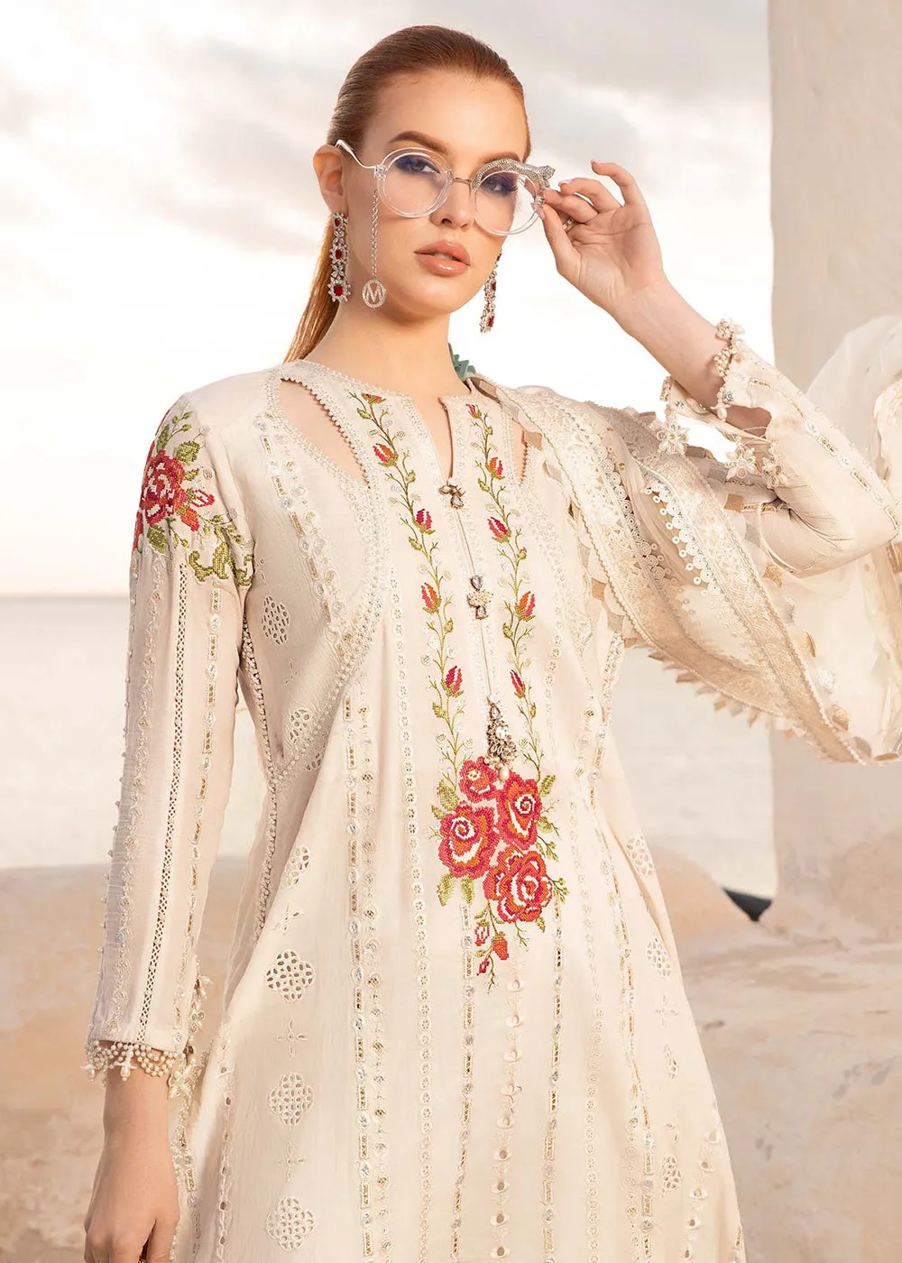 Unstitched Voyage a' Luxe Lawn '24 by Maria B | D-2412-A