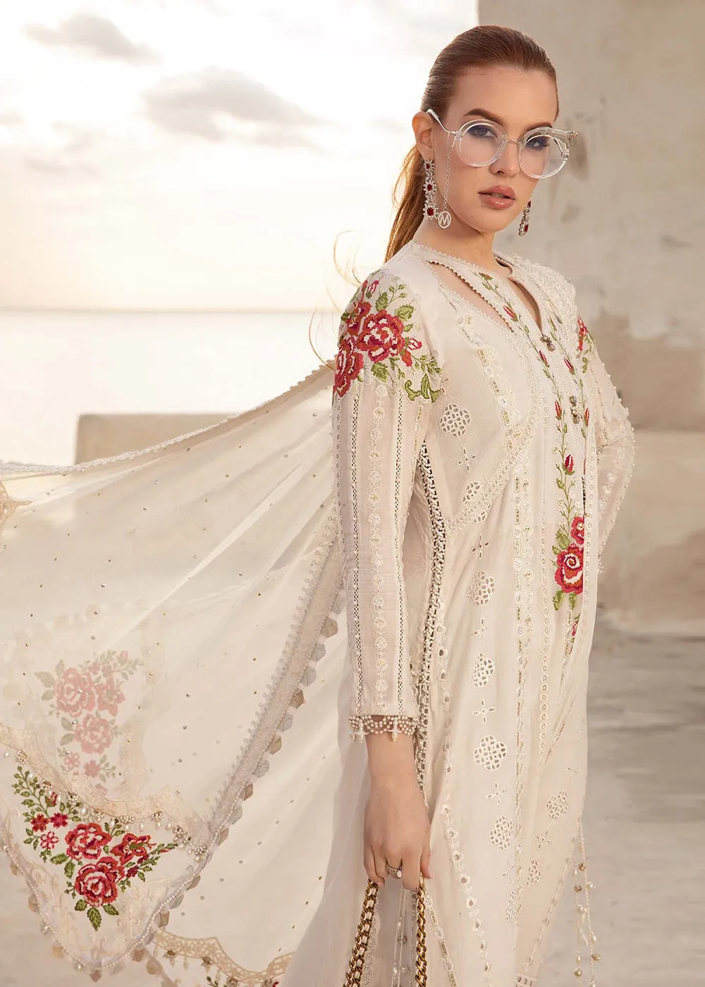 Unstitched Voyage a' Luxe Lawn '24 by Maria B | D-2412-A